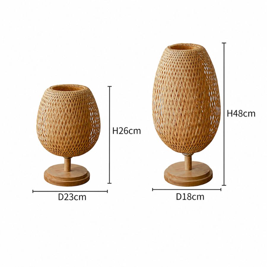 Hygge Handmade Bamboo & Wood Rattan Table Lamp - Tegulane Global
