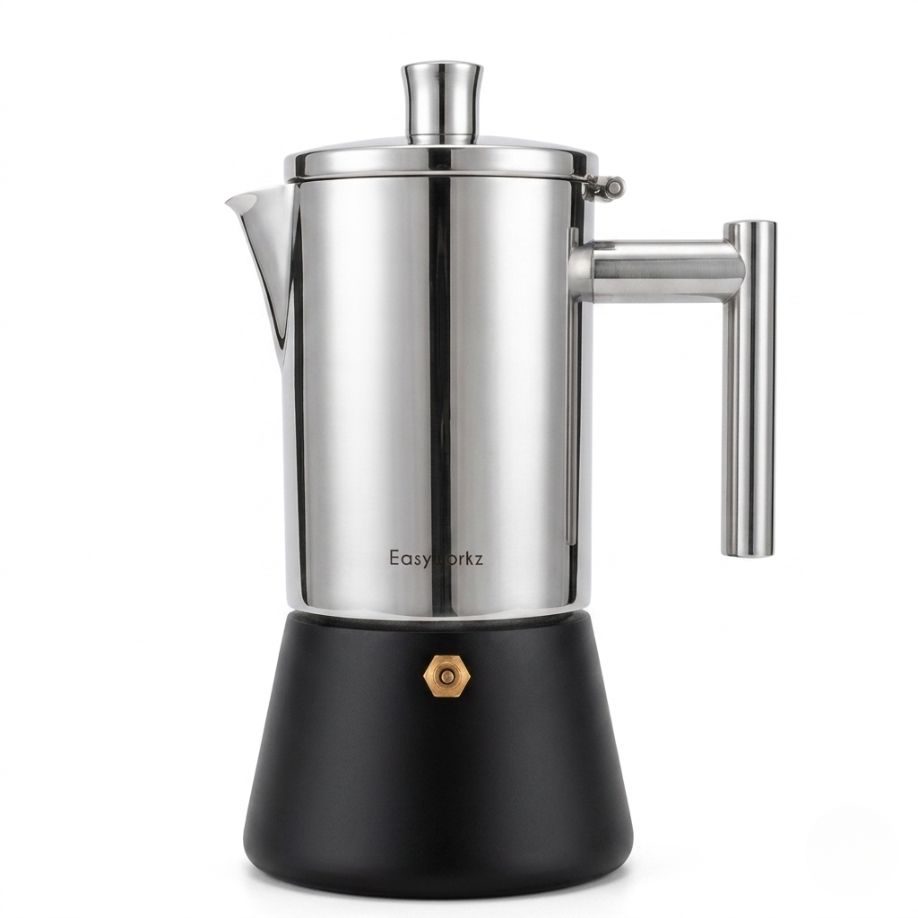 Italian Moka Pot - Stainless Steel with Black Base Design - Tegulane Global
