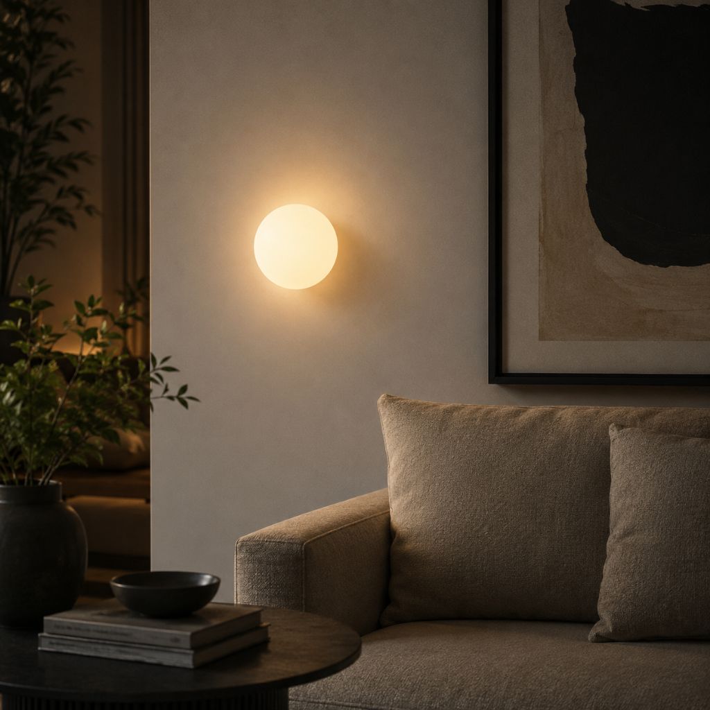 Japandi Minimalist Spherical Glass Wall Light Sconce - Tegulane Global