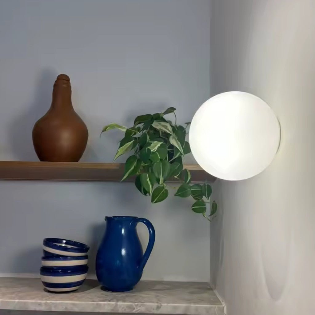 Japandi Minimalist Spherical Glass Wall Light Sconce - Tegulane Global