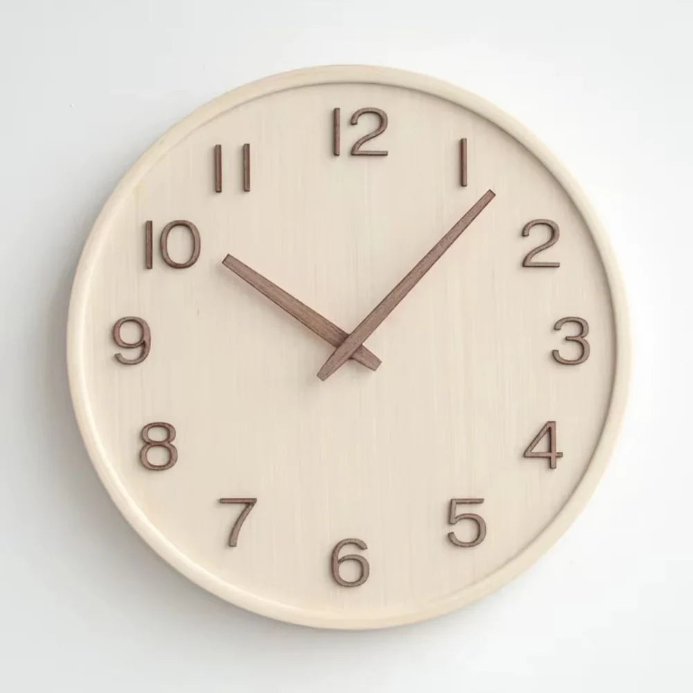 Japanese Style Silent Wooden Wall Clock 30cm Retro Quartz Analogue - Tegulane Global