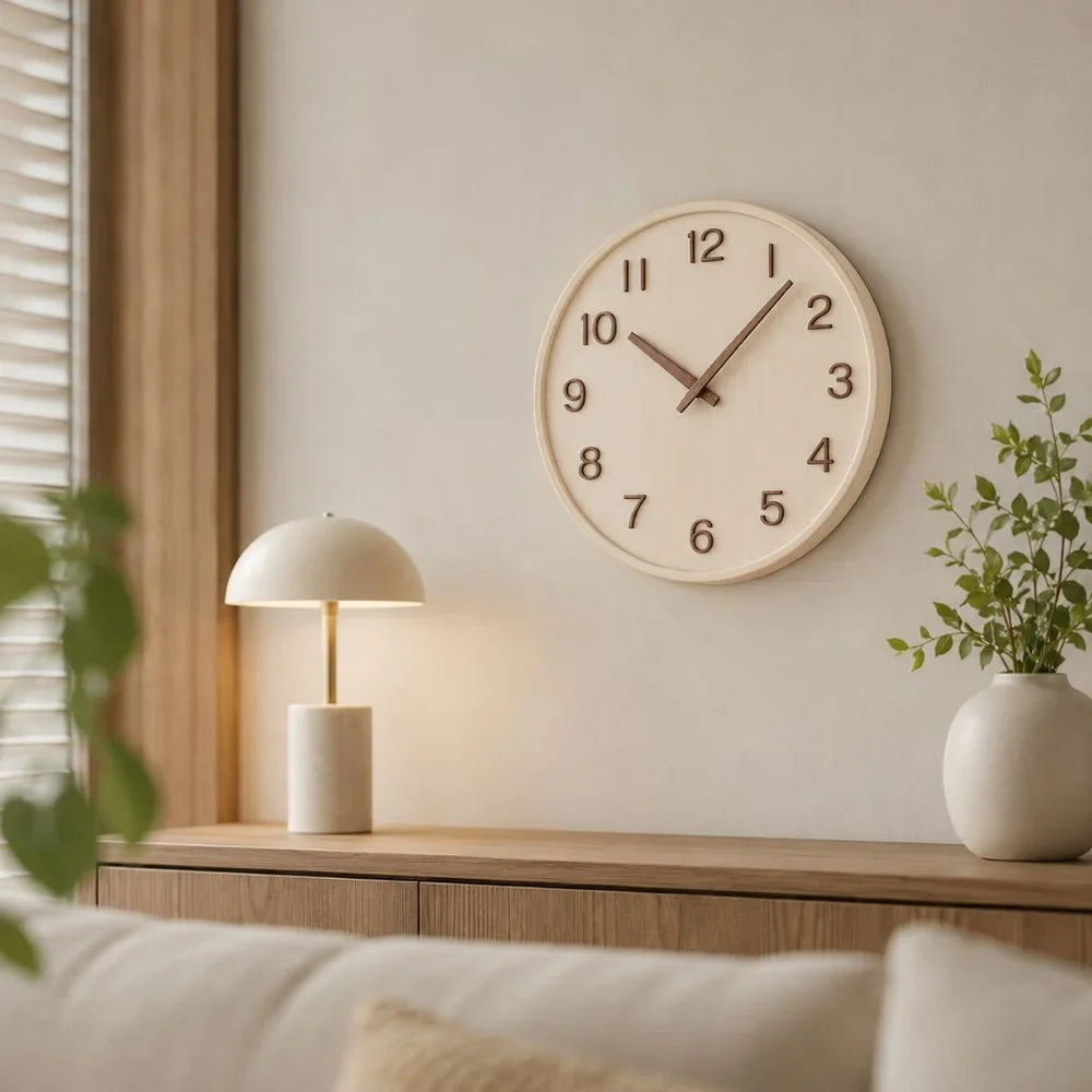 Japanese Style Silent Wooden Wall Clock 30cm Retro Quartz Analogue - Tegulane Global