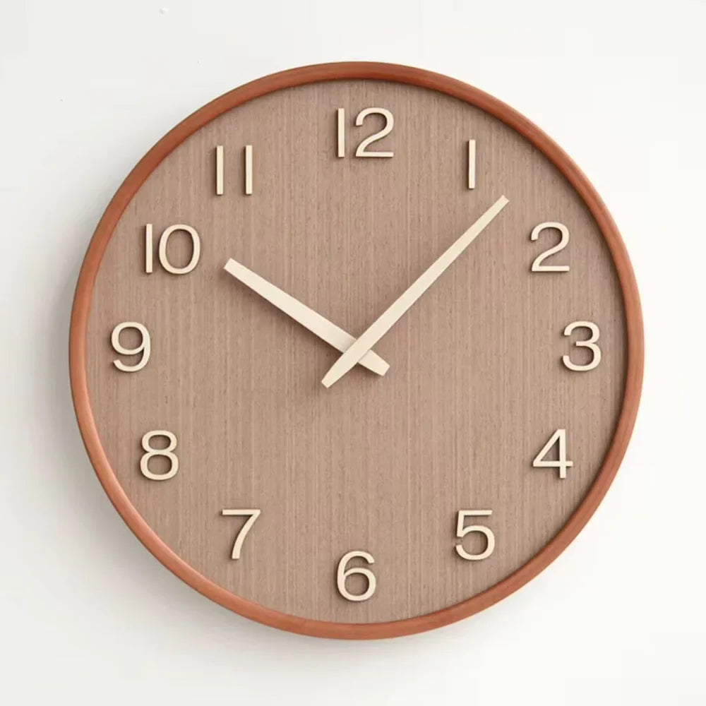 Japanese Style Silent Wooden Wall Clock 30cm Retro Quartz Analogue - Tegulane Global