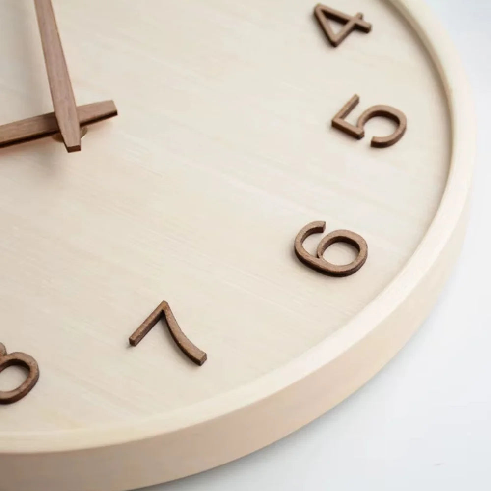 Japanese Style Silent Wooden Wall Clock 30cm Retro Quartz Analogue - Tegulane Global