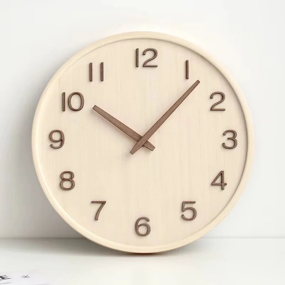 Japanese Style Silent Wooden Wall Clock 30cm Retro Quartz Analogue - Tegulane Global