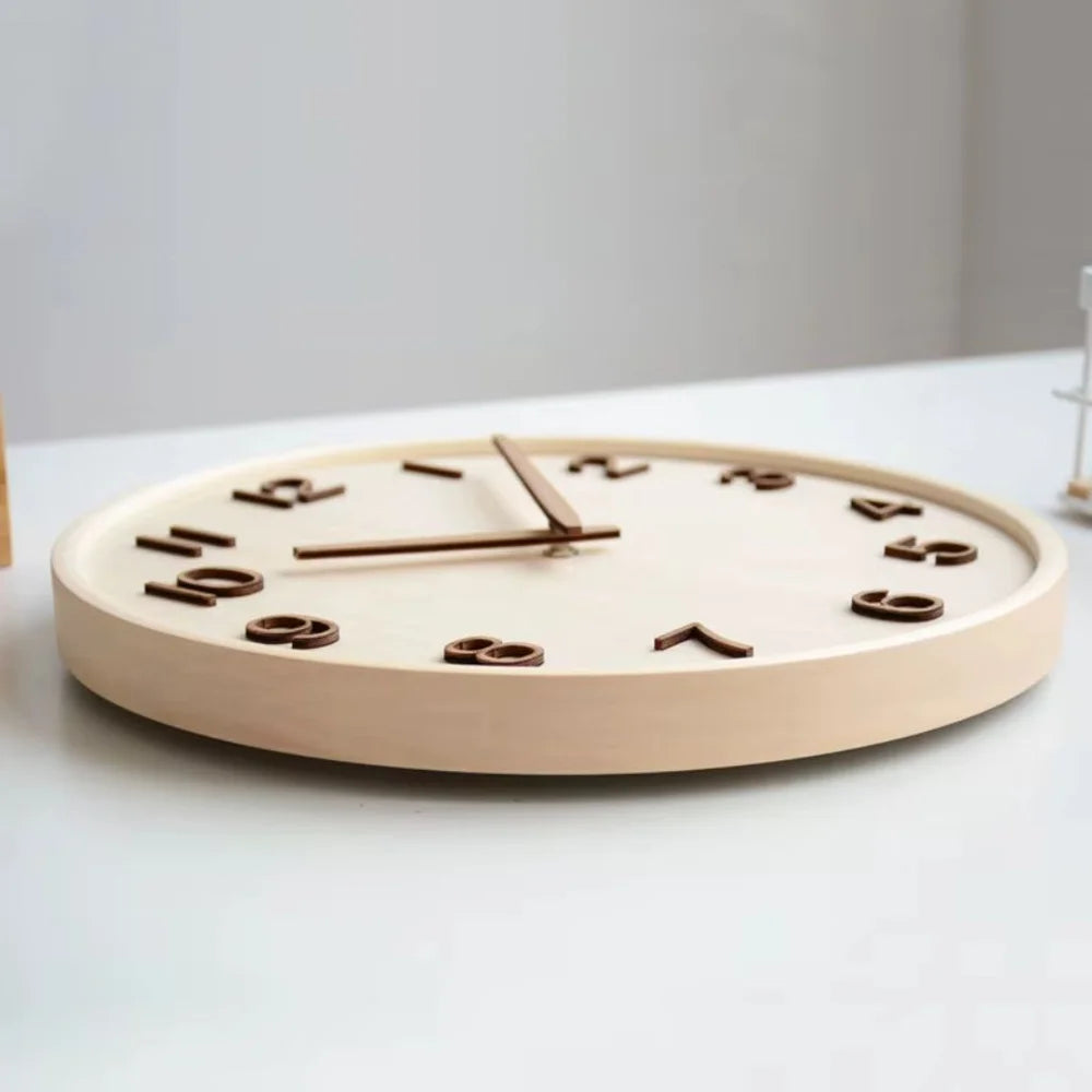 Japanese Style Silent Wooden Wall Clock 30cm Retro Quartz Analogue - Tegulane Global