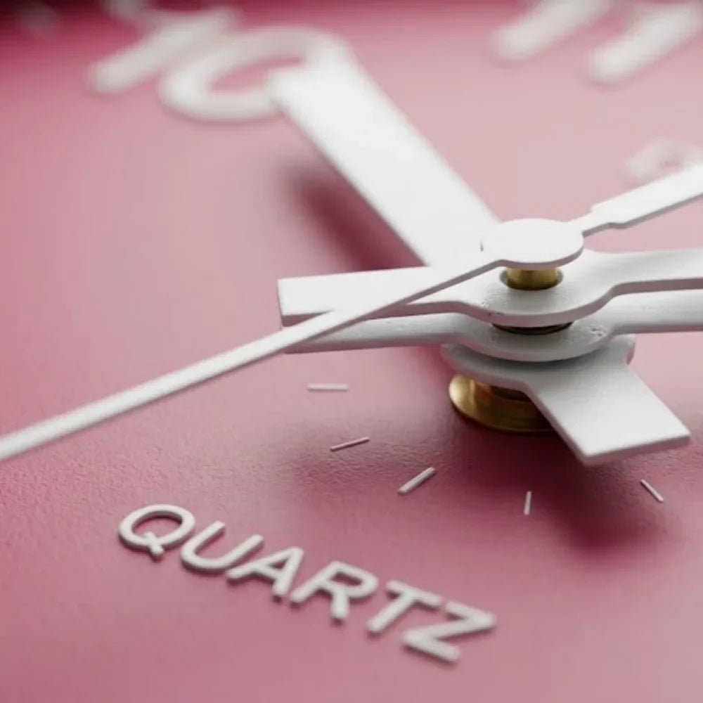 Large Pink Wall Clock Quartz Minimalist Nordic Style - Tegulane Global