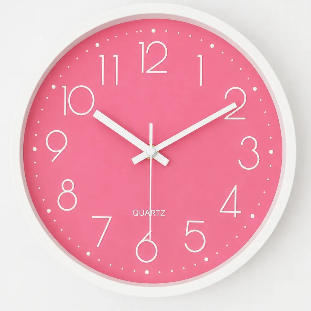 Large Pink Wall Clock Quartz Minimalist Nordic Style - Tegulane Global