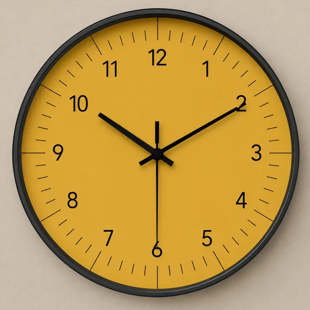 Large Yellow Wall Clock Nordic Minimalist Style - Tegulane Global