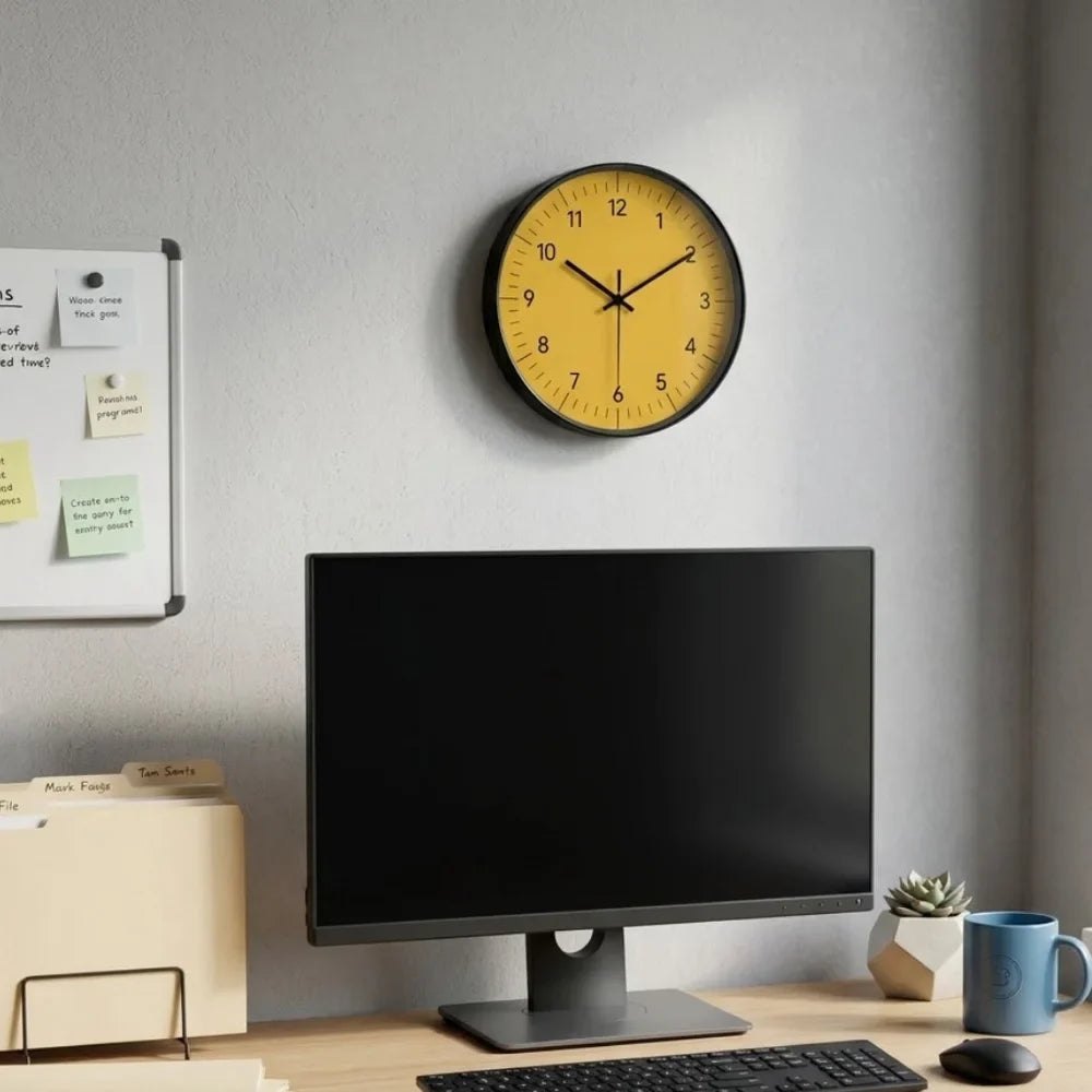 Large Yellow Wall Clock Nordic Minimalist Style - Tegulane Global