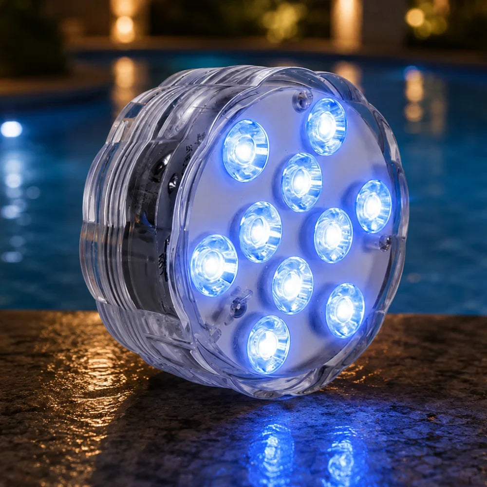 LED Submersible Pool Light RGB IP68 Remote Control - Suction Cup Mount - Tegulane Global