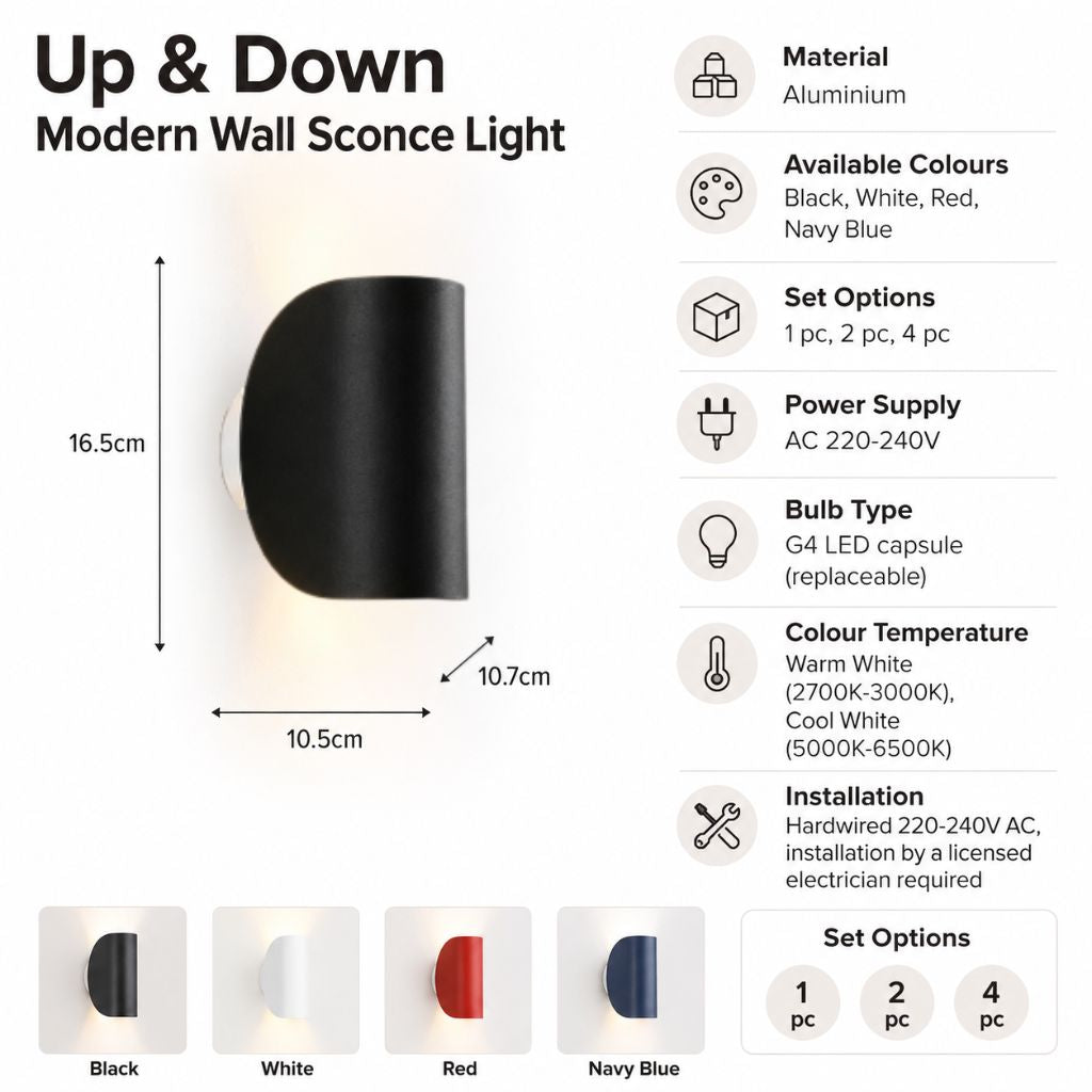 Up & Down Modern Wall Sconce Light - Tegulane Global