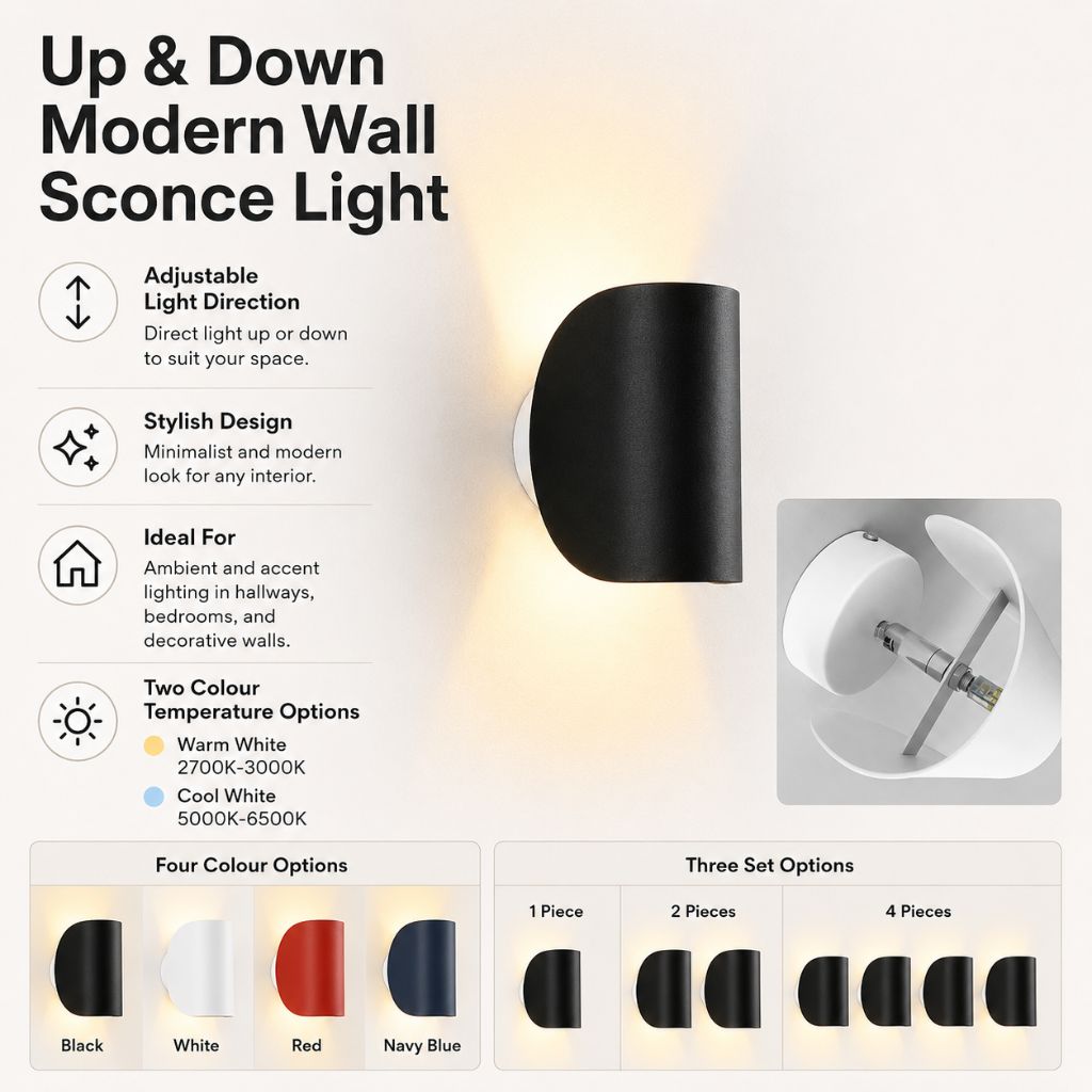 Up & Down Modern Wall Sconce Light - Tegulane Global