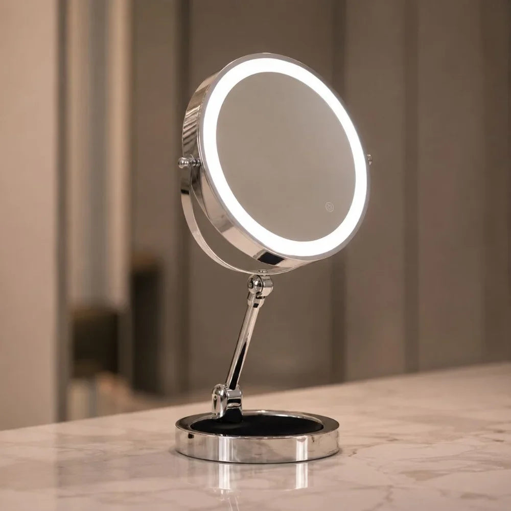 Lighted Tabletop Makeup Mirror 10x Magnifying - Touch Screen Light Control - Tegulane Global
