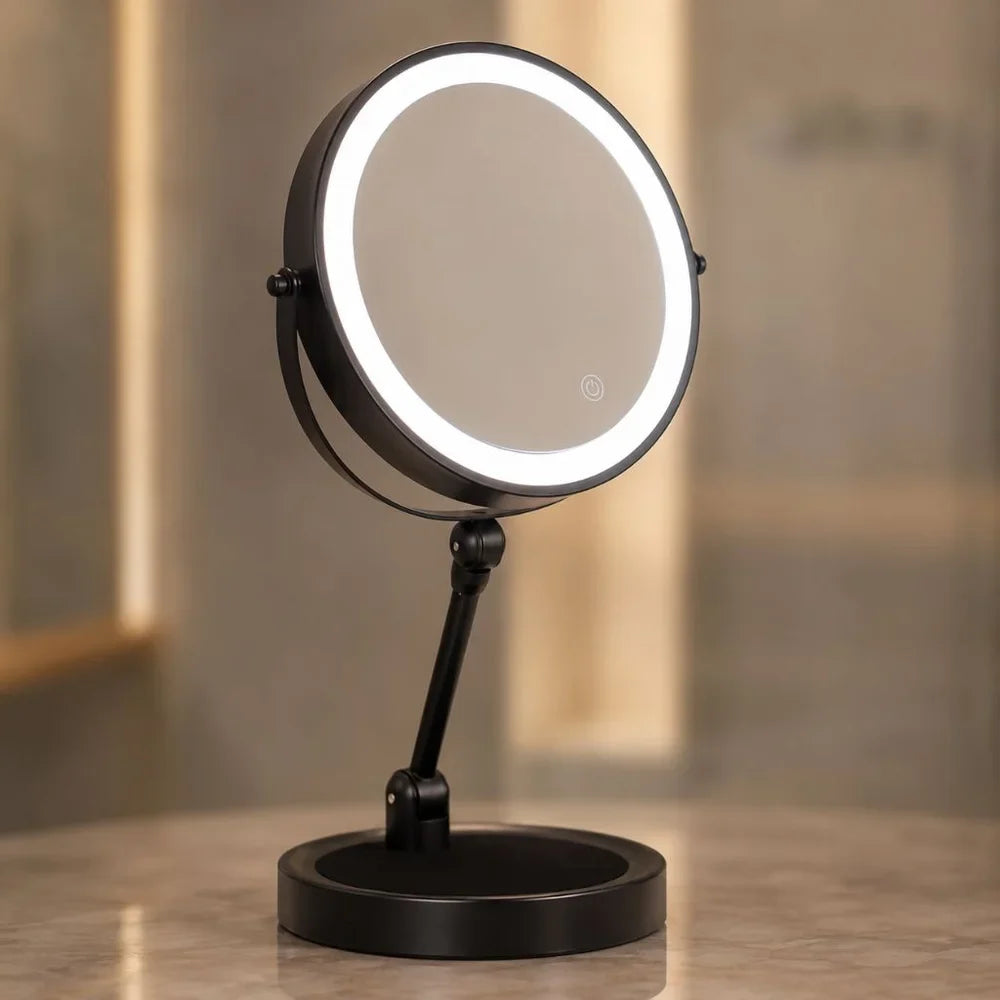 Lighted Tabletop Makeup Mirror 10x Magnifying - Touch Screen Light Control - Tegulane Global
