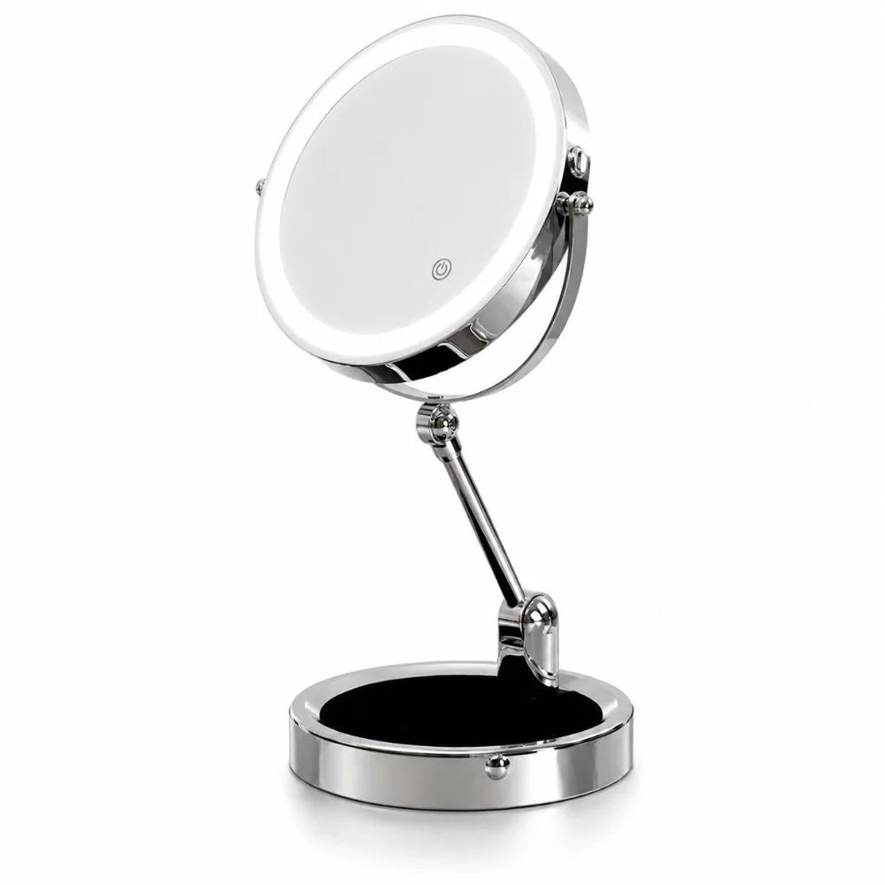 Lighted Tabletop Makeup Mirror 10x Magnifying - Touch Screen Light Control - Tegulane Global