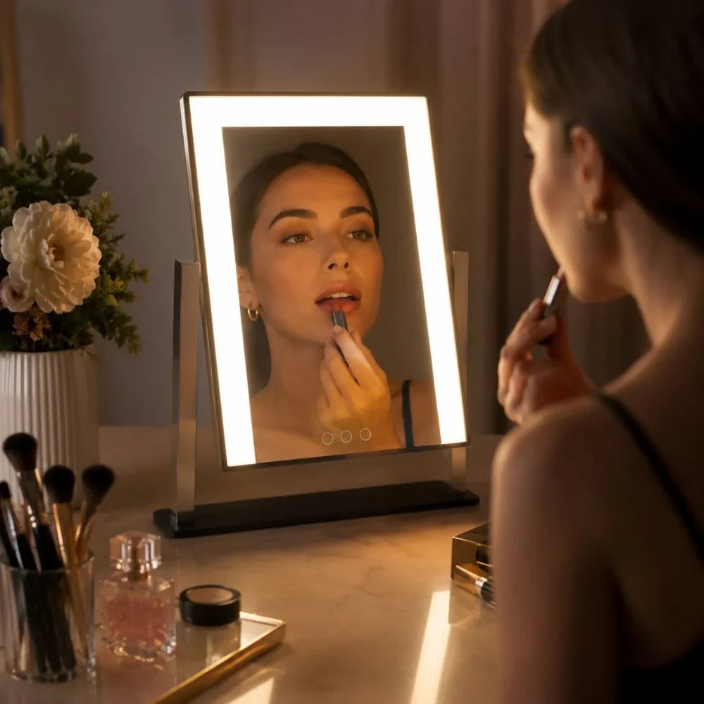 Lighted Vanity Makeup Mirror 3 Colour LED Touch Control 15x Magnifying - Tegulane Global