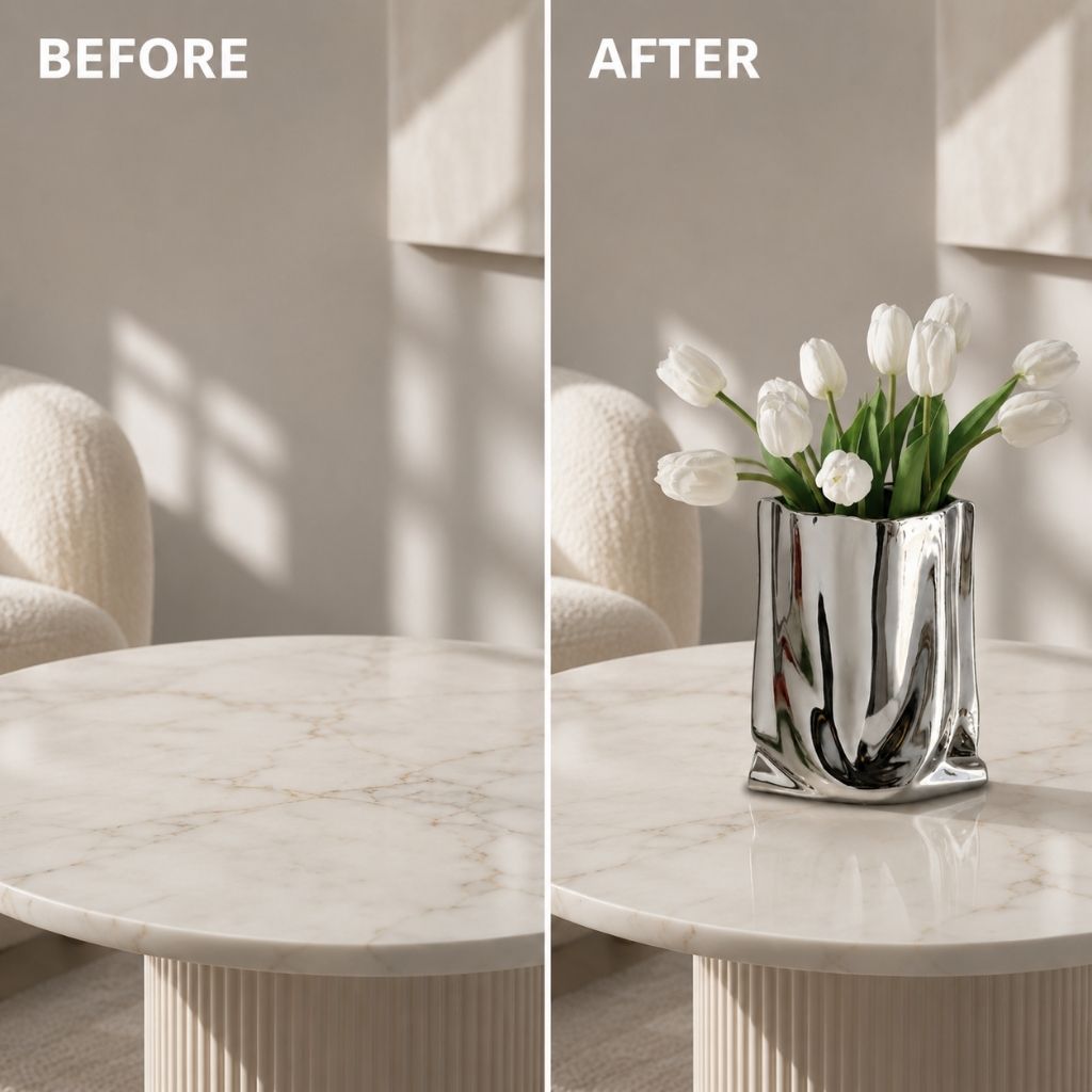 Liquid Silver Vase with Metallic Finish - Tegulane Global