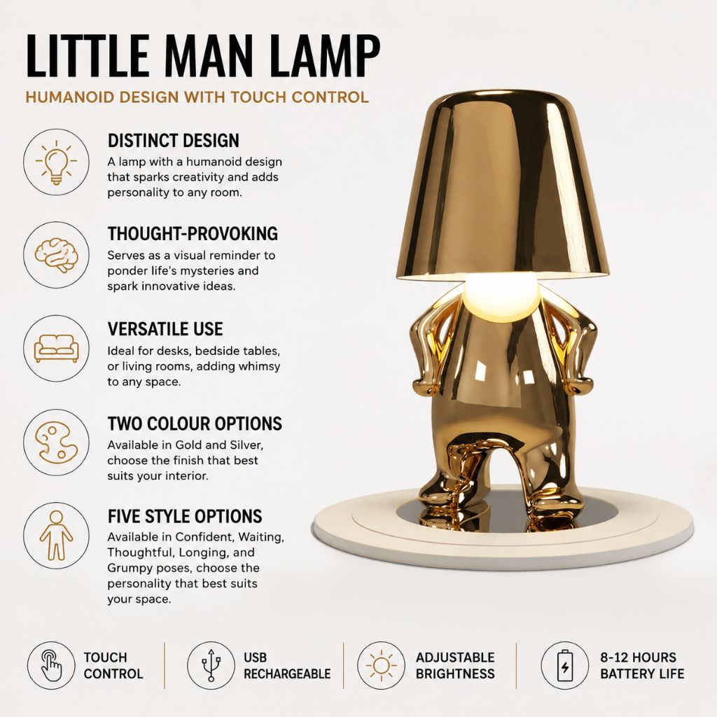 Little Man Lamp | Humanoid Design with Touch Control - Tegulane Global