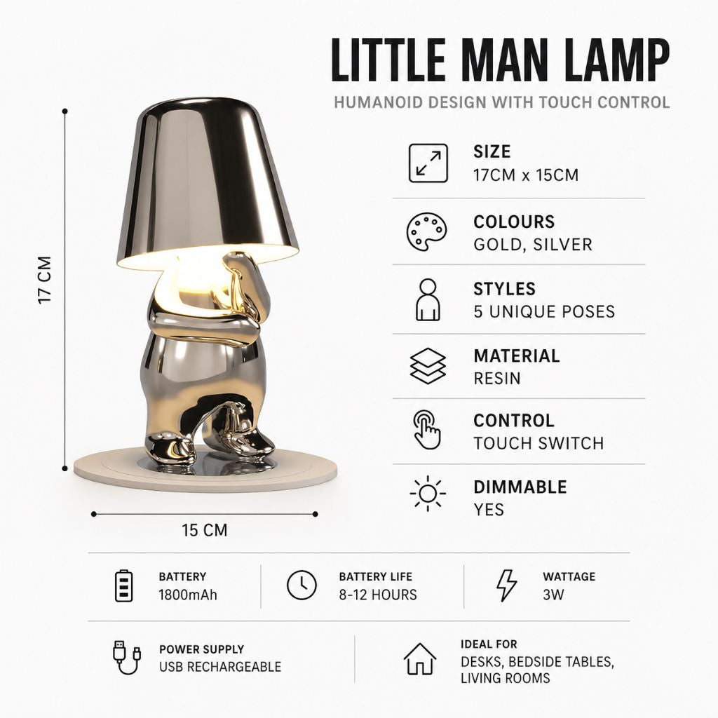 Little Man Lamp | Humanoid Design with Touch Control - Tegulane Global