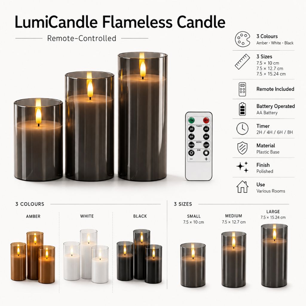 LumiCandle Remote-Controlled Flameless Candle - Tegulane Global