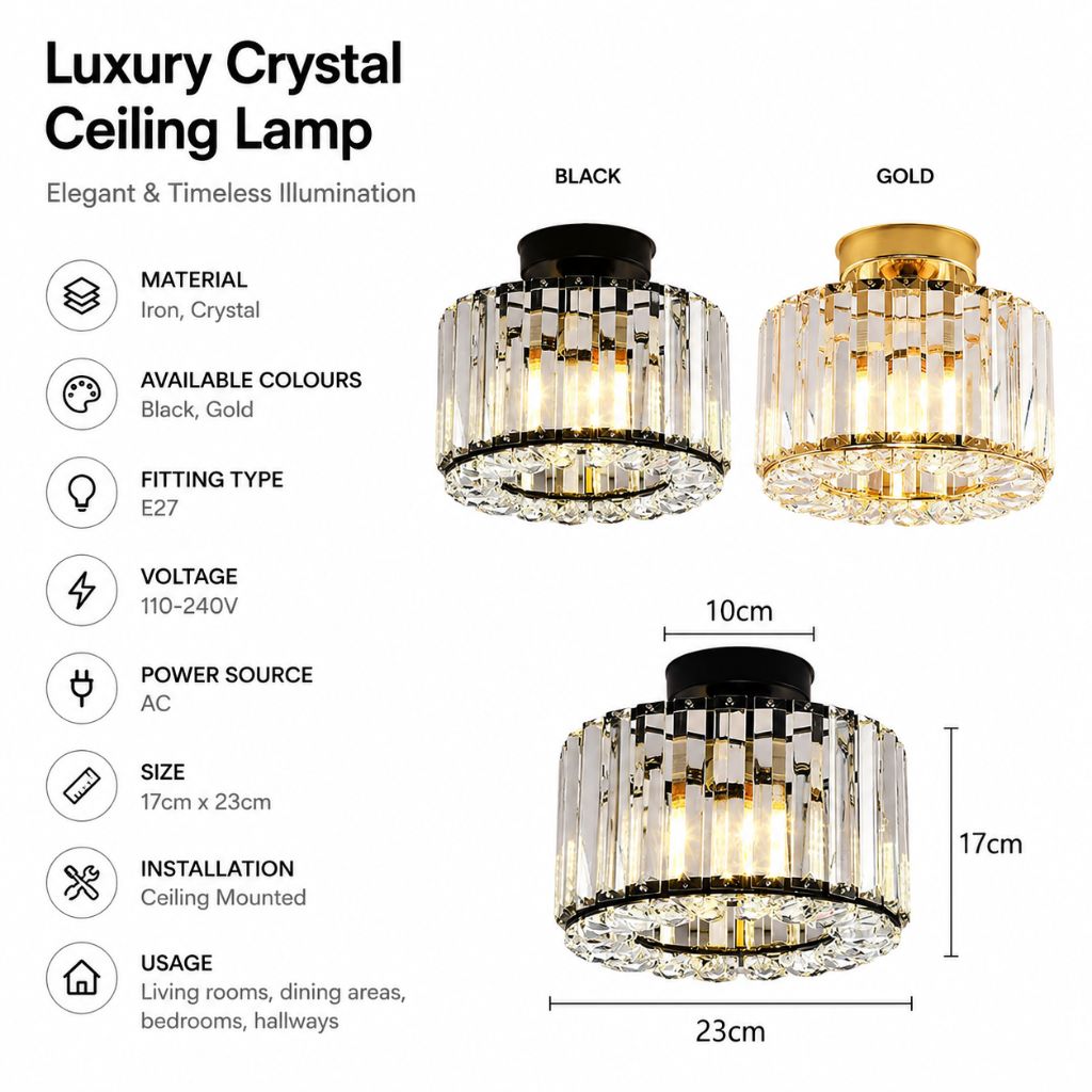Luxury Crystal Ceiling Lamp – Elegant & Timeless Illumination - Tegulane Global