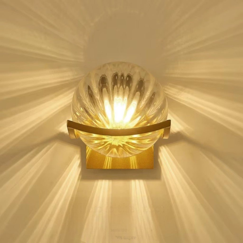 Lyra Glass Globe Wall Sconce with Gold Finish - Tegulane Global