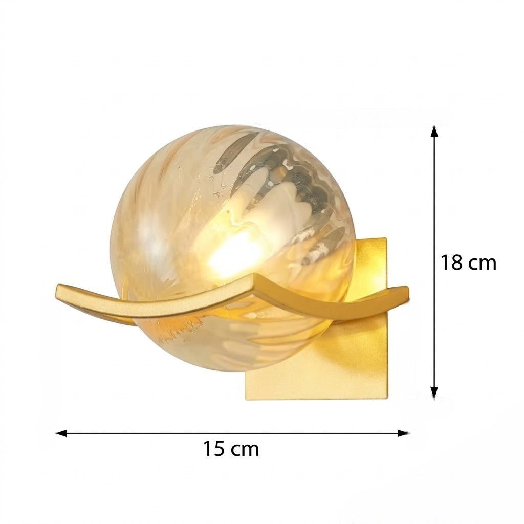 Lyra Glass Globe Wall Sconce with Gold Finish - Tegulane Global