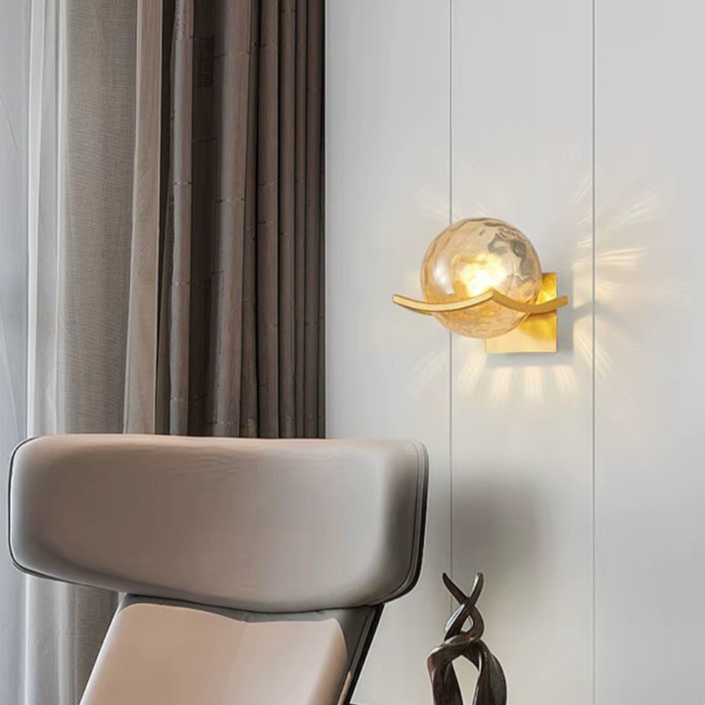 Lyra Glass Globe Wall Sconce with Gold Finish - Tegulane Global