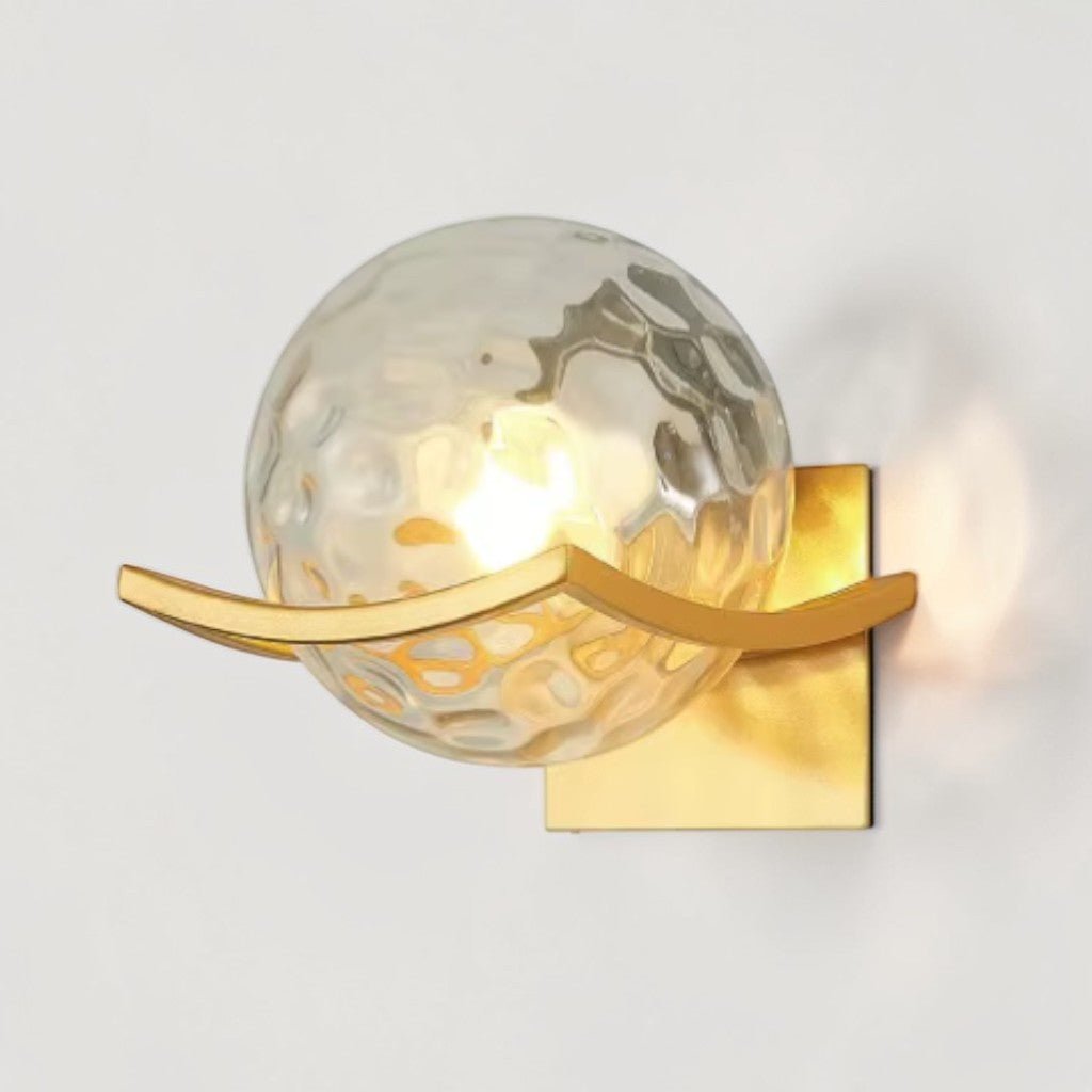 Lyra Glass Globe Wall Sconce with Gold Finish - Tegulane Global