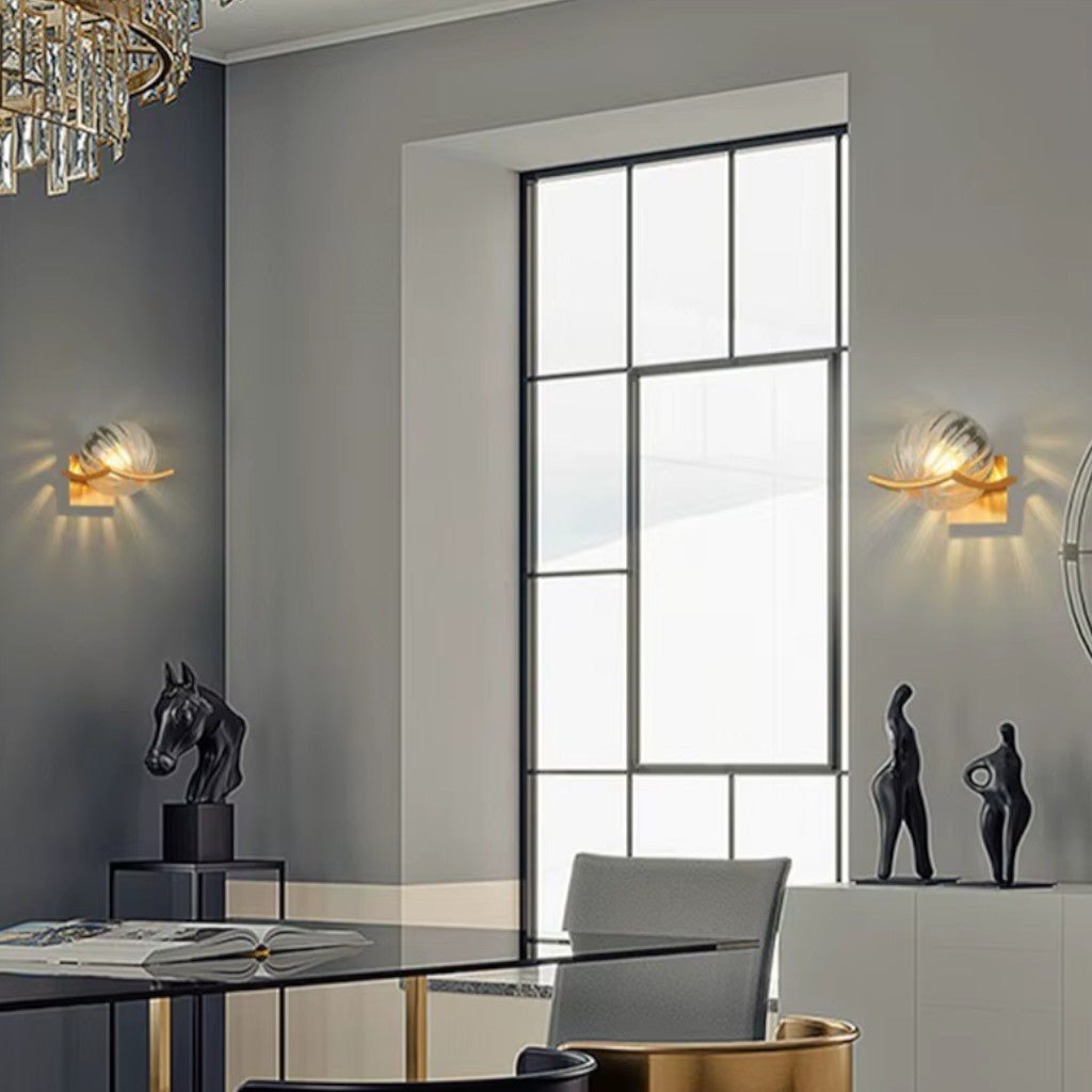 Lyra Glass Globe Wall Sconce with Gold Finish - Tegulane Global