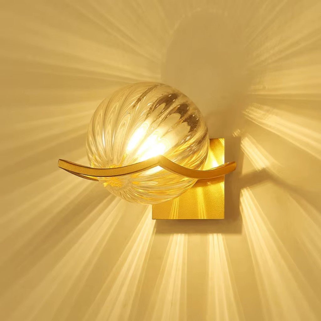 Lyra Glass Globe Wall Sconce with Gold Finish - Tegulane Global