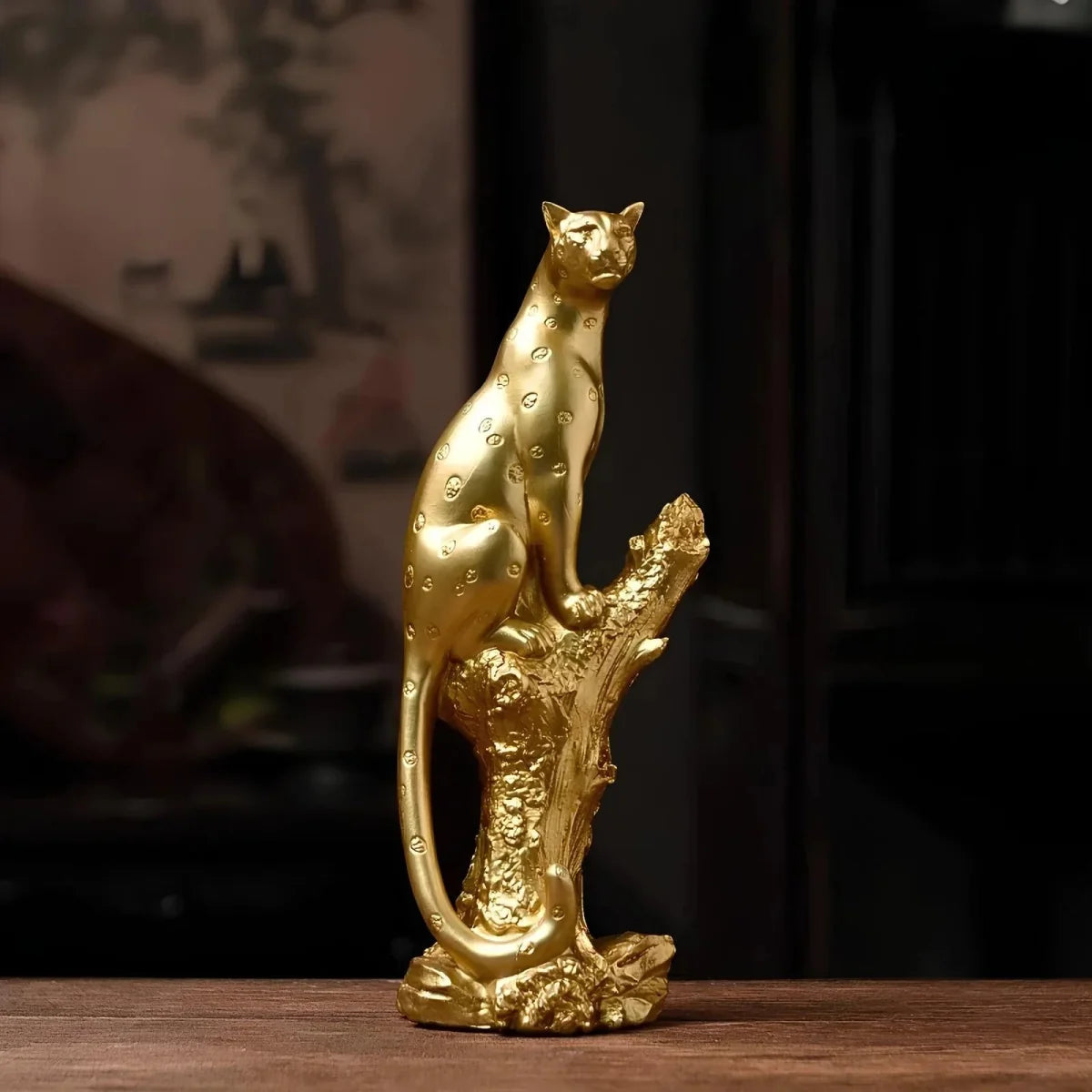 Majestic Golden Leopard Figurine - Tegulane Global