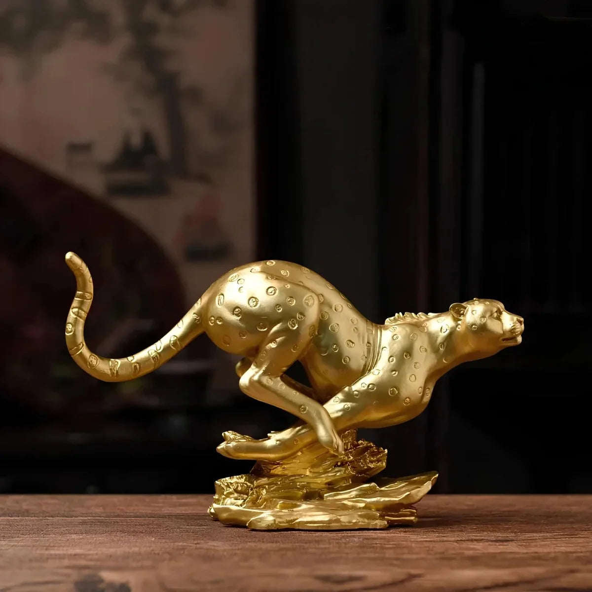 Majestic Golden Leopard Figurine - Tegulane Global