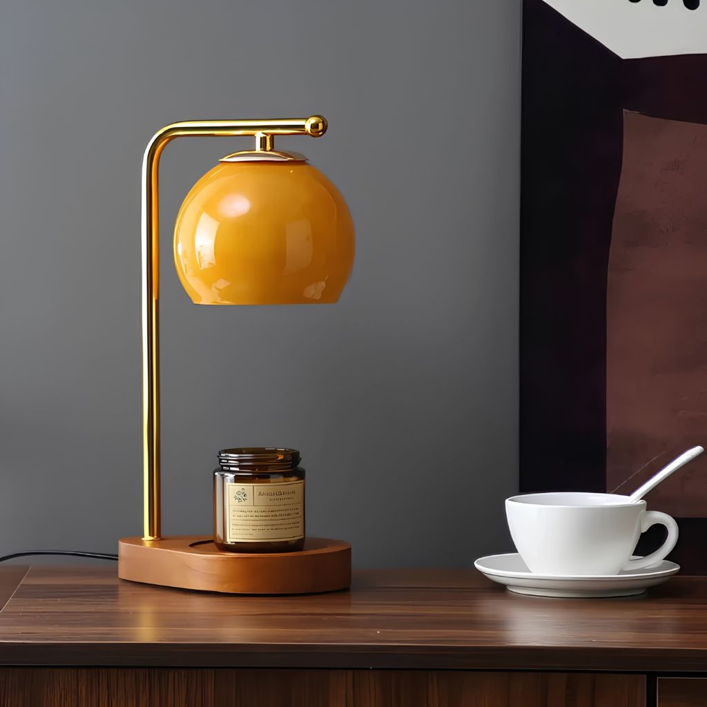 Metal and Wood Candle Warmer Lamp - Tegulane Global