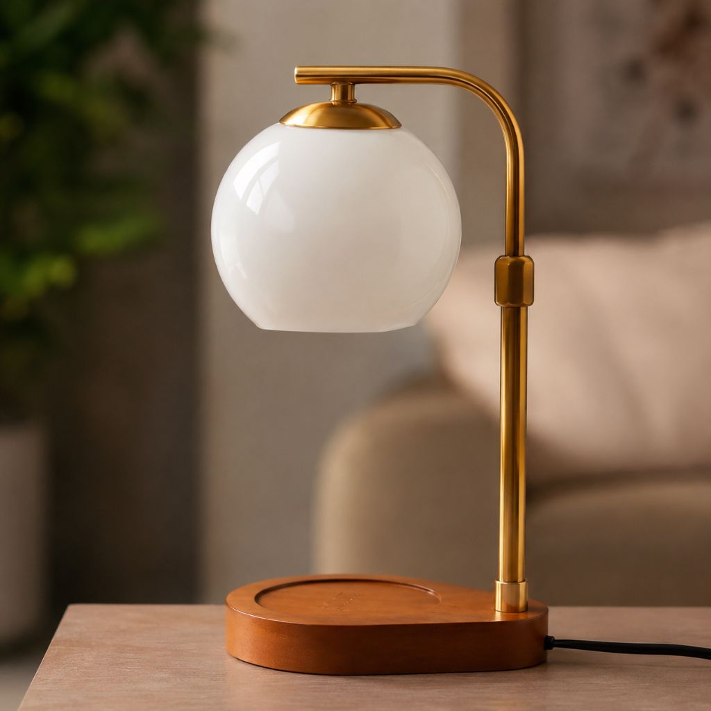 Metal and Wood Candle Warmer Lamp - Tegulane Global