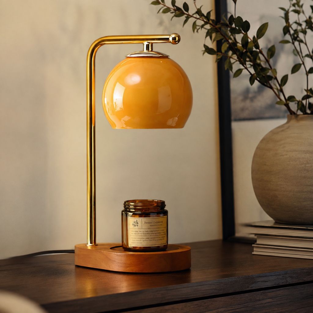 Metal and Wood Candle Warmer Lamp - Tegulane Global