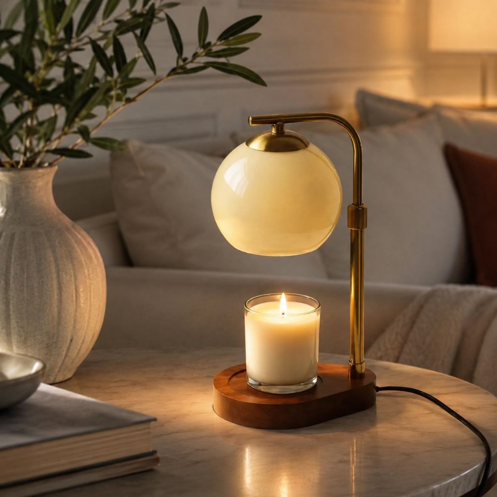 Metal and Wood Candle Warmer Lamp - Tegulane Global