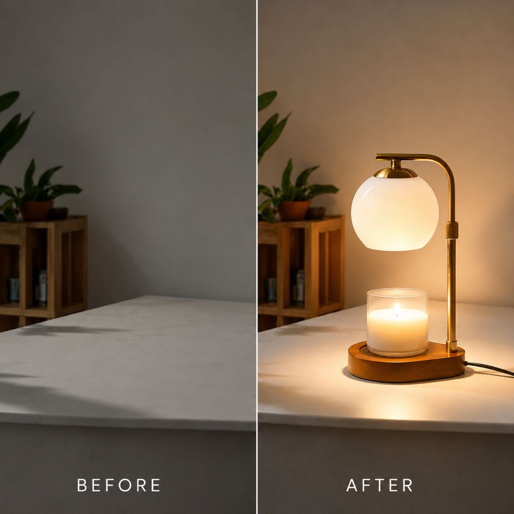 Metal and Wood Candle Warmer Lamp - Tegulane Global