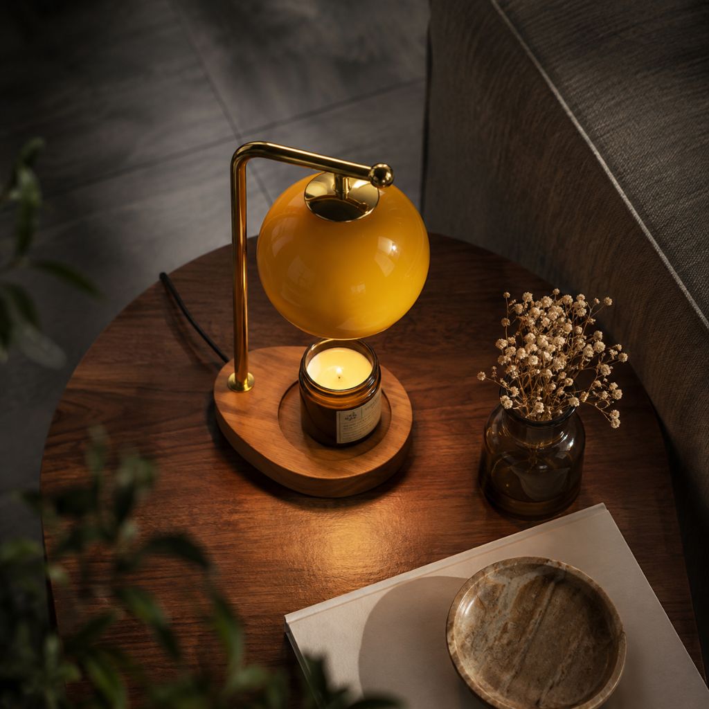 Metal and Wood Candle Warmer Lamp - Tegulane Global