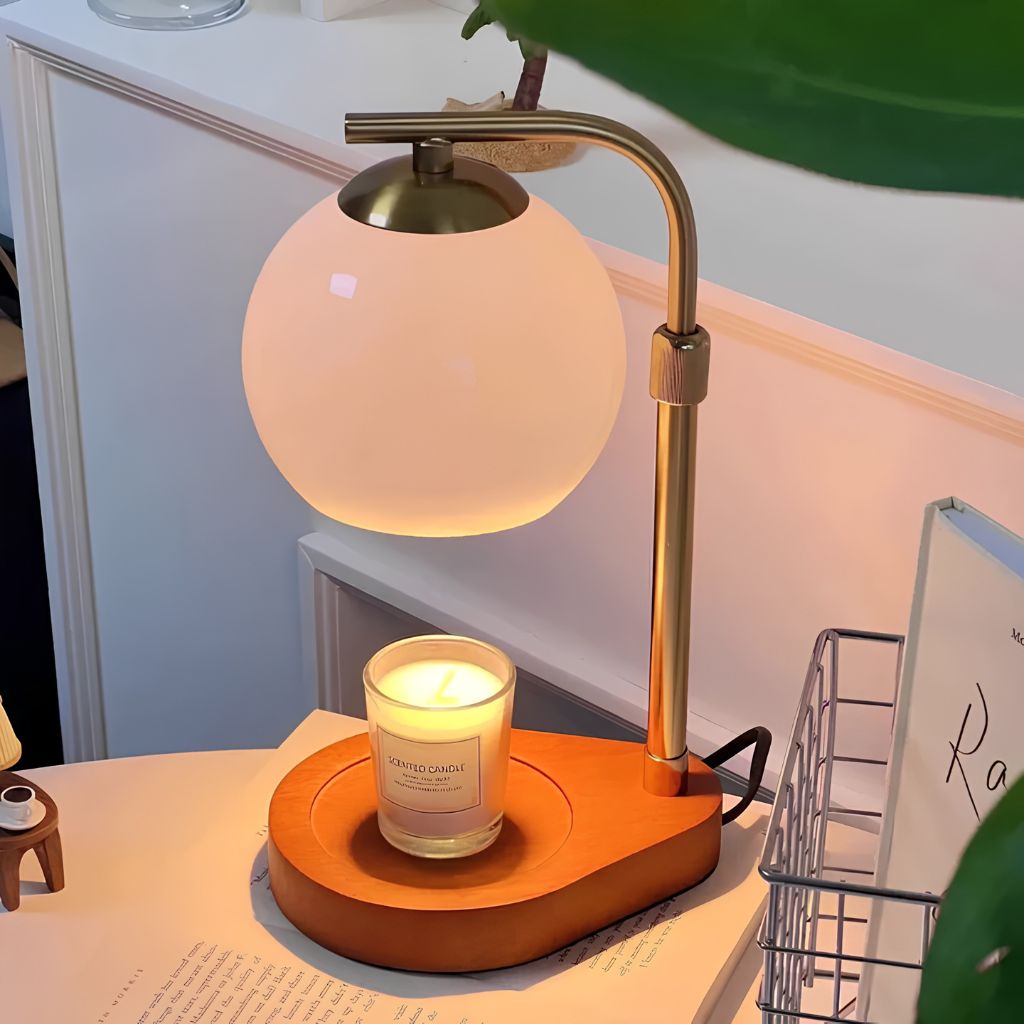 Metal and Wood Candle Warmer Lamp - Tegulane Global