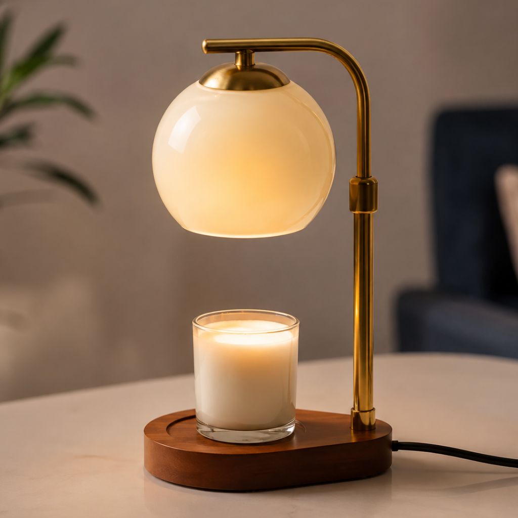 Metal and Wood Candle Warmer Lamp - Tegulane Global