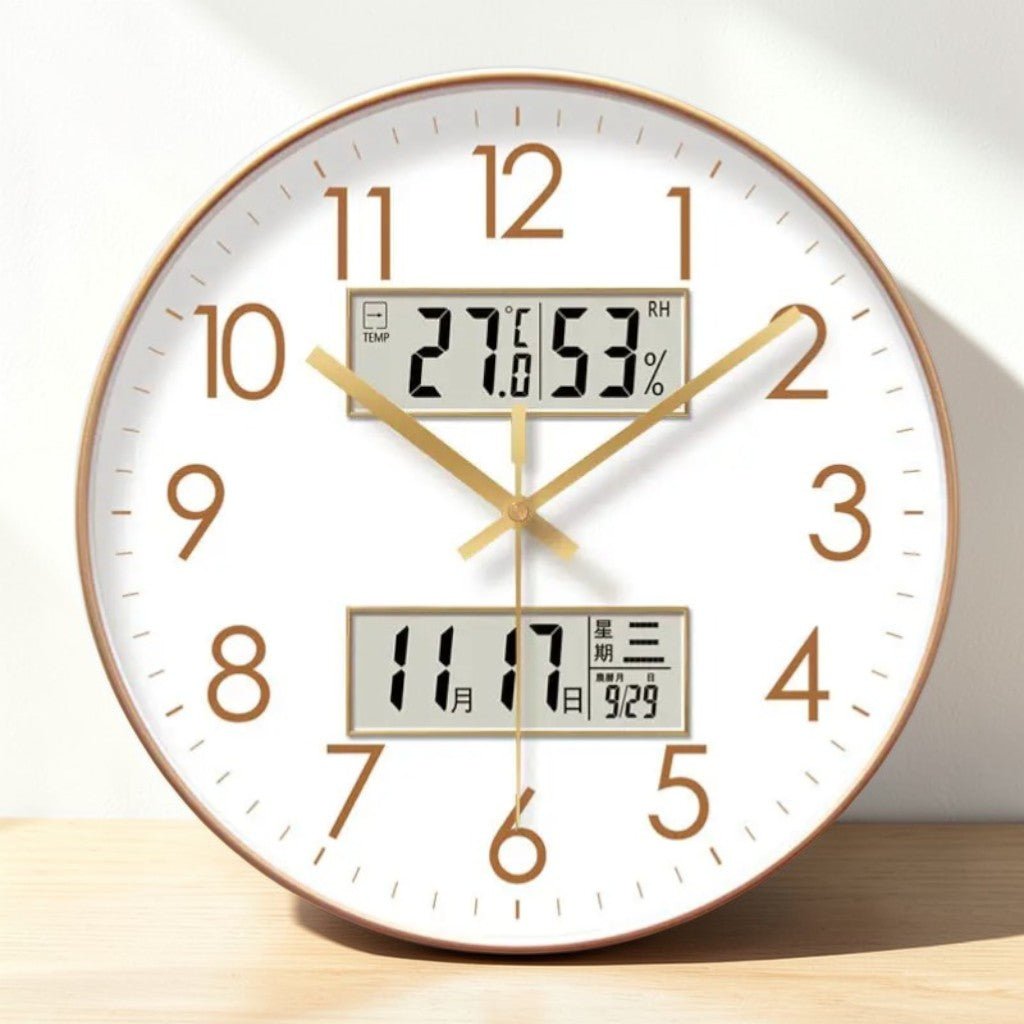 MetroSense 3-in-1 Quiet Wall Clock with Calendar & Thermometer - Tegulane Global