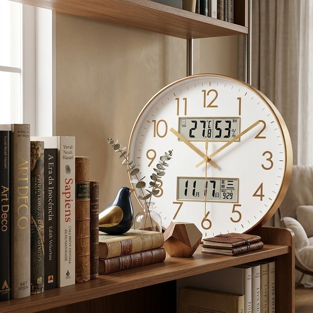 MetroSense 3-in-1 Quiet Wall Clock with Calendar & Thermometer - Tegulane Global