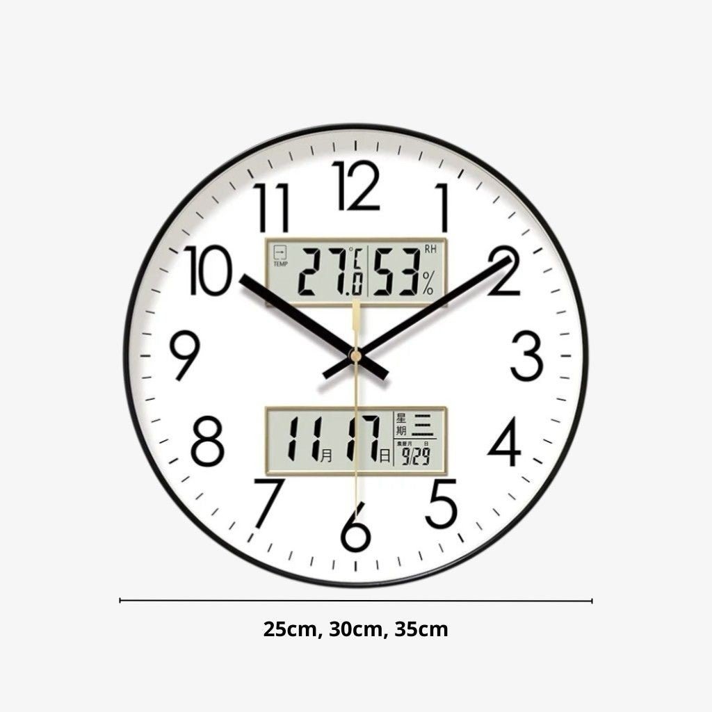 MetroSense 3-in-1 Quiet Wall Clock with Calendar & Thermometer - Tegulane Global