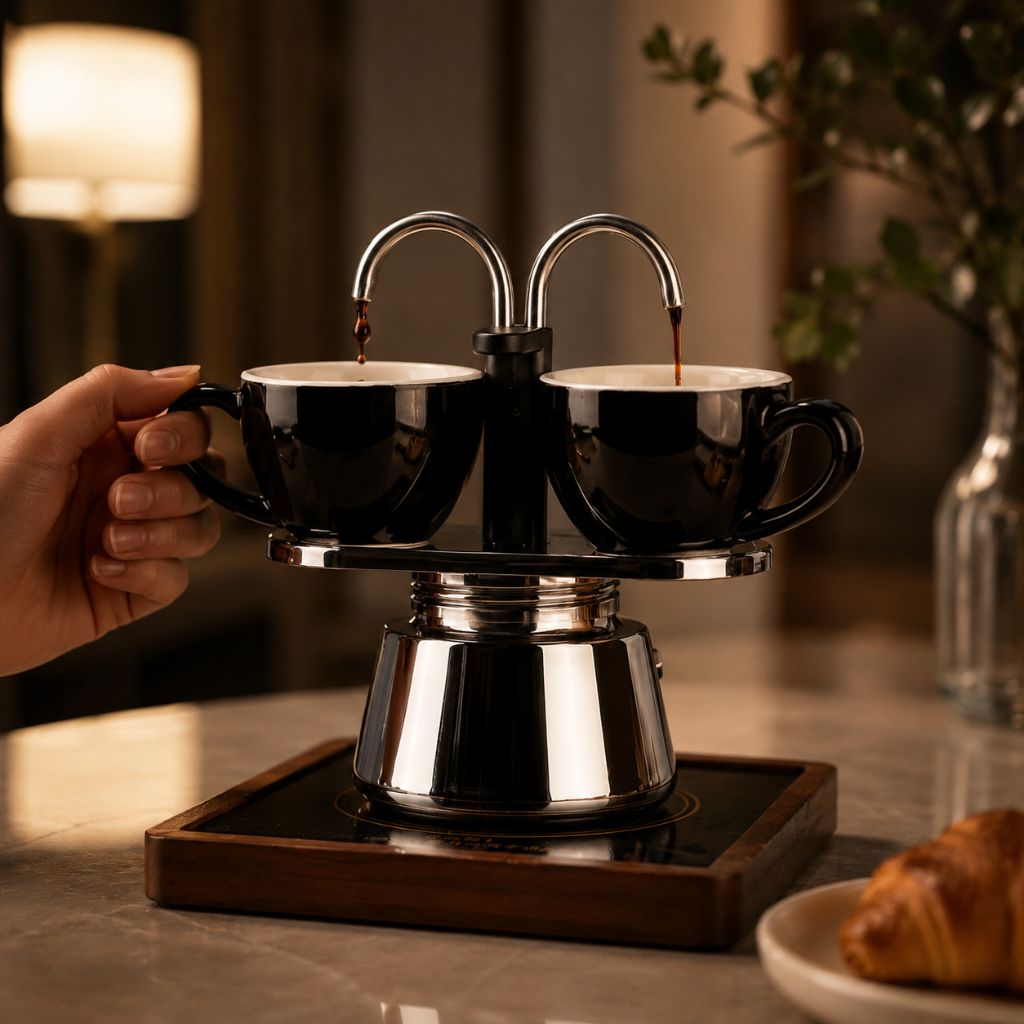 Mini Moka Pot Dual Spot Stainless Steel Espresso Maker - 2 Cup | 100ml - Tegulane Global