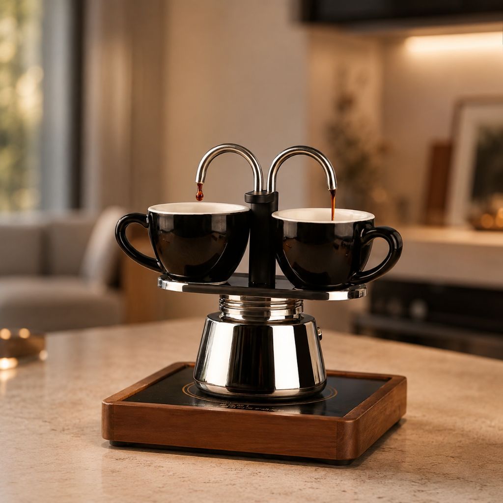 Mini Moka Pot Dual Spot Stainless Steel Espresso Maker - 2 Cup | 100ml - Tegulane Global