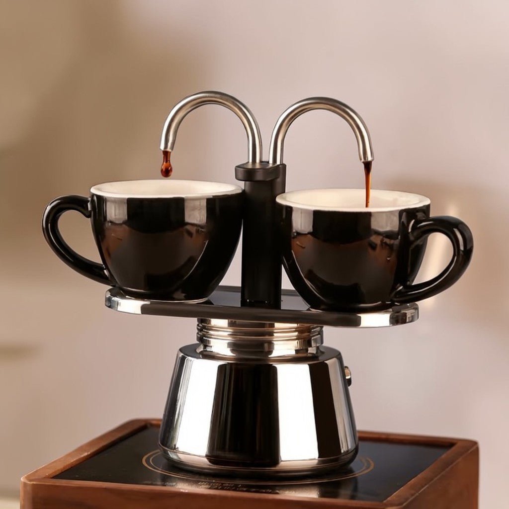 Mini Moka Pot Dual Spot Stainless Steel Espresso Maker - 2 Cup | 100ml - Tegulane Global