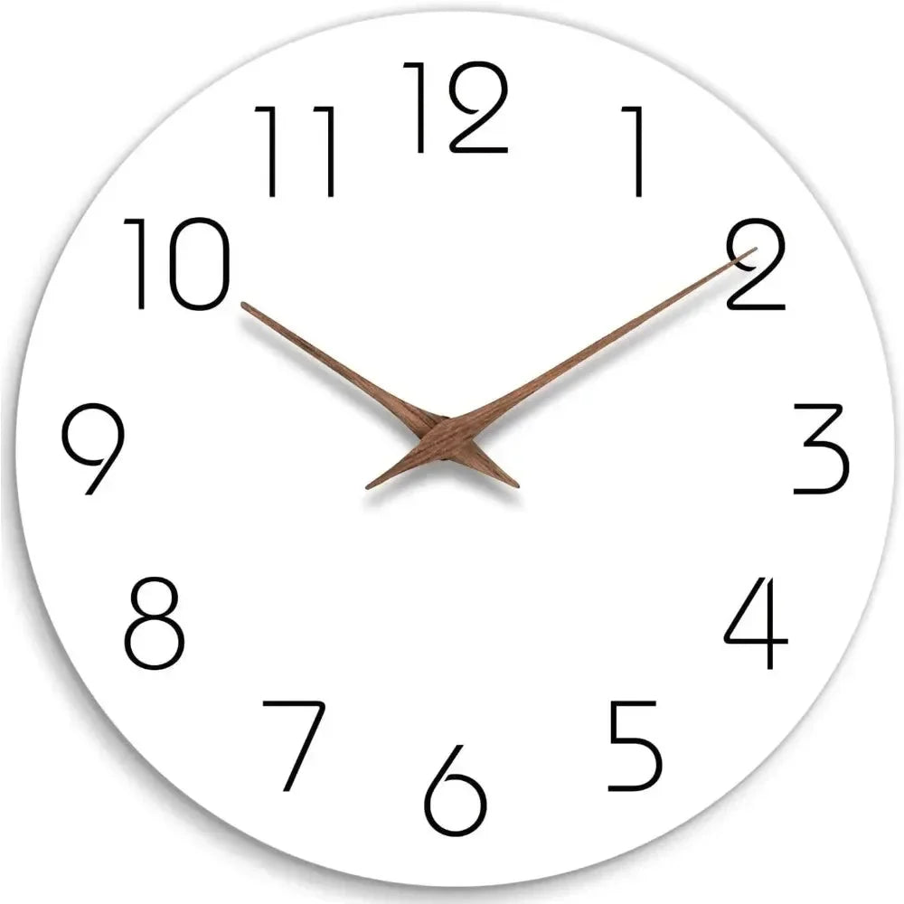 Minimalist Black and White Nordic Wall Clock with Wooden Hands - Tegulane Global
