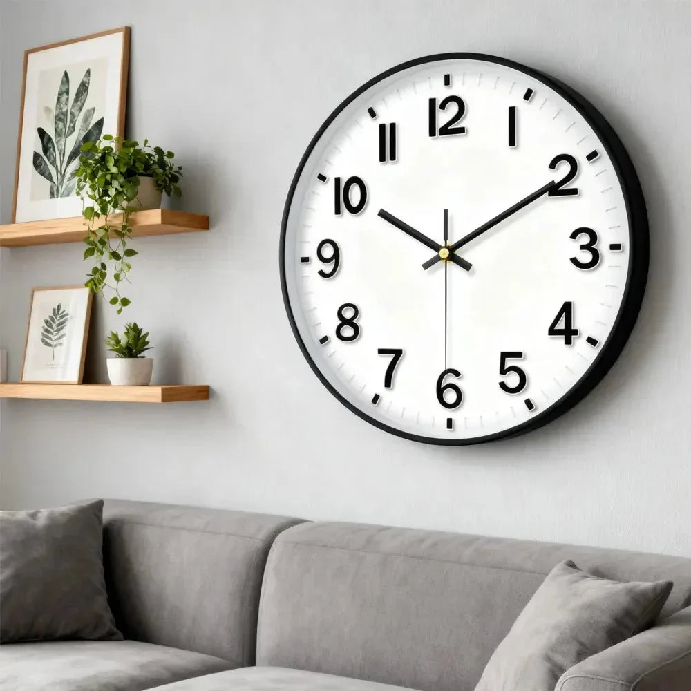 Minimalist White Nordic Wall Clock - Large 3D Arabic Numerals - Tegulane Global